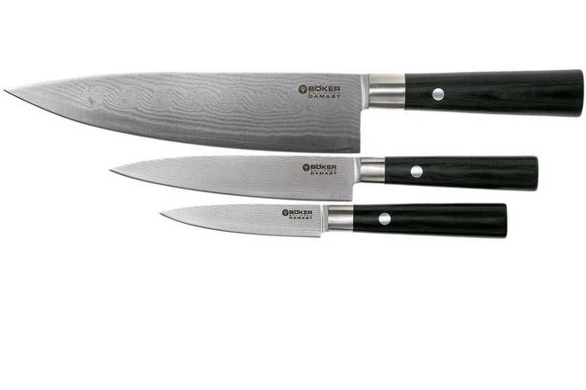 Böker Damast Black 3-piece Knife Set, 130420SET 1 Böker Damast Black 3-piece Knife Set, 130420SET