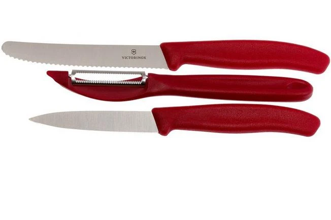 Victorinox SwissClassic Vegetable Knives In Red, Set Of 3, 6.7111.31 1 Victorinox SwissClassic Vegetable Knives In Red, Set Of 3, 6.7111.31