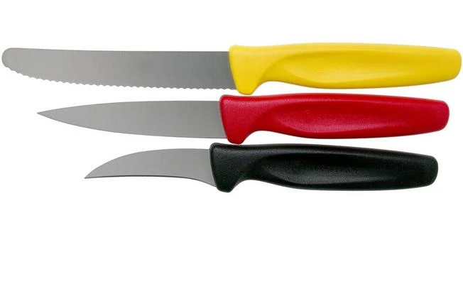 Wüsthof Create Collection Three-piece Peeling Knife Set, Black, Red And Yellow 1 Wüsthof Create Collection Three-piece Peeling Knife Set, Black, Red And Yellow